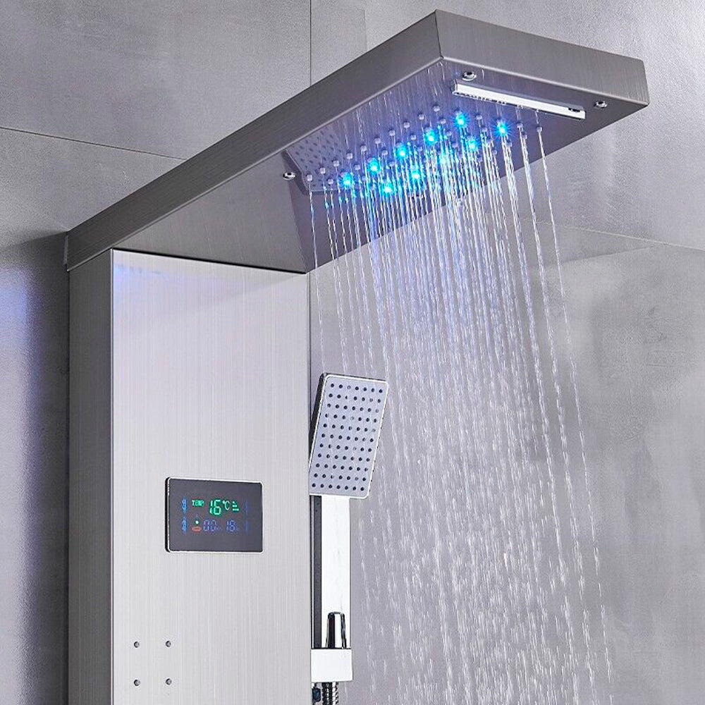 Juno Commercial Brushed Nickel Wall Mount Single Handle Bathroom Shower Panel