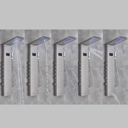 Juno Commercial Brushed Nickel Wall Mounted 6 Handle Bathroom Shower Panel