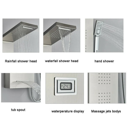 Juno Commercial Brushed Nickel Wall Mounted Bathroom Shower Panel