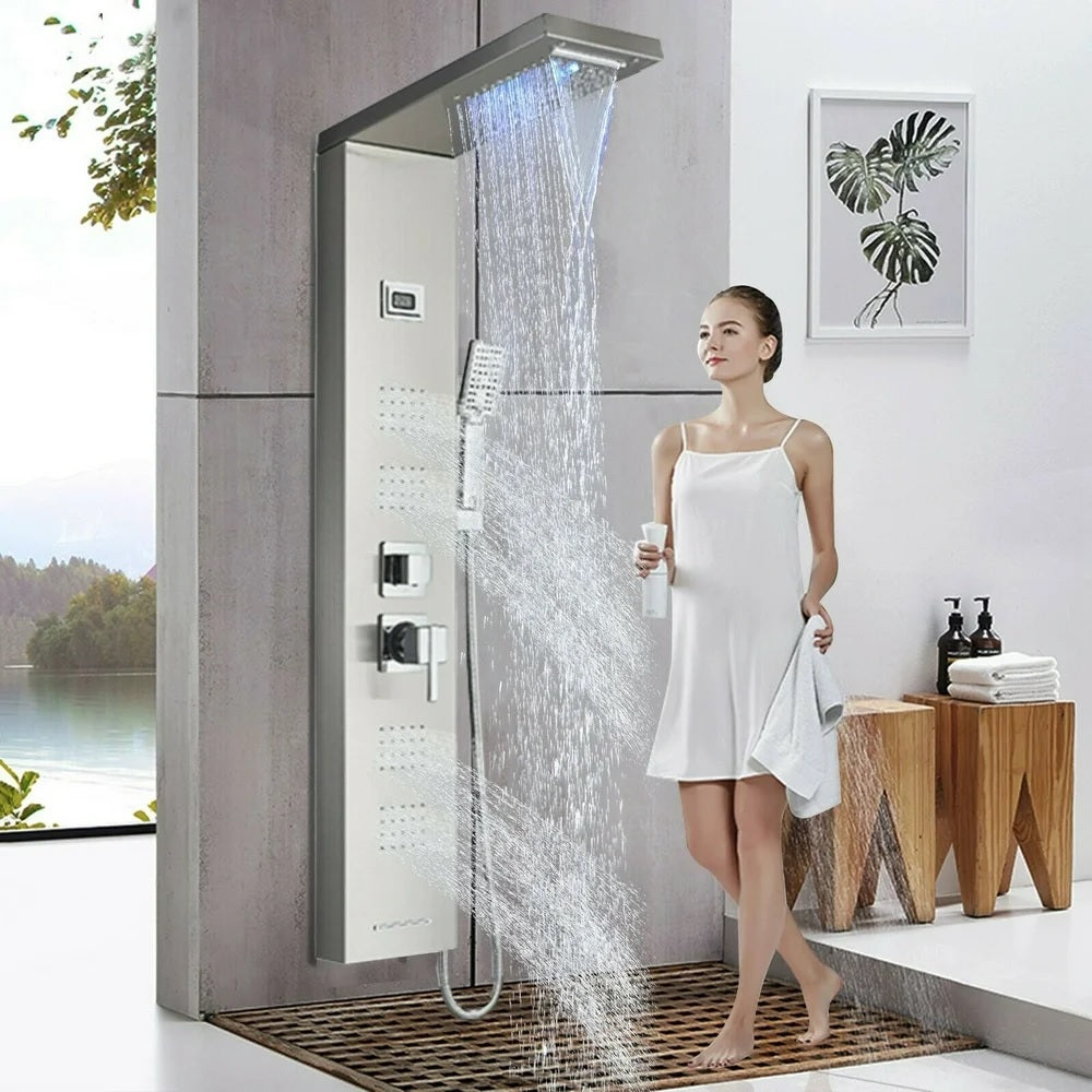 Juno Commercial Brushed Nickel Wall Mounted Bathroom Shower Panel