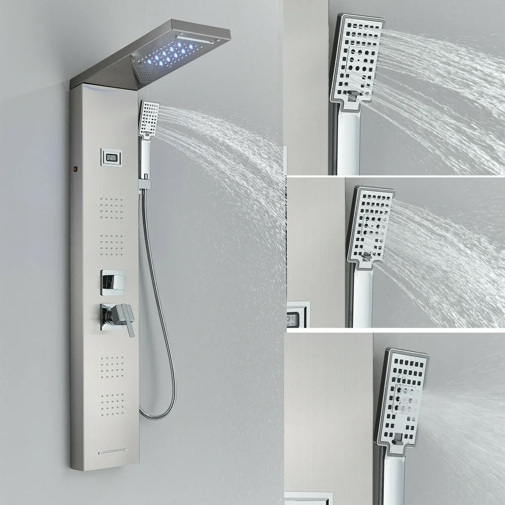 Juno Commercial Brushed Nickel Wall Mounted Bathroom Shower Panel