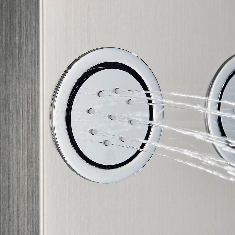 Juno Commercial Brushed Nickel Wall Mounted Dual Handle 5 Function Shower Panel
