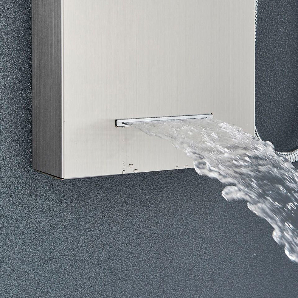 Juno Commercial Brushed Nickel Wall Mounted Dual Handle 5 Function Shower Panel