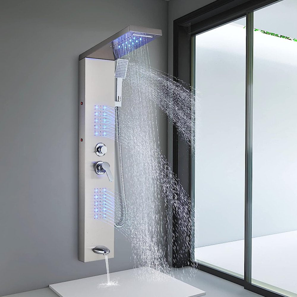 Juno Commercial Brushed Nickel Wall Mounted Bathroom Shower Panel