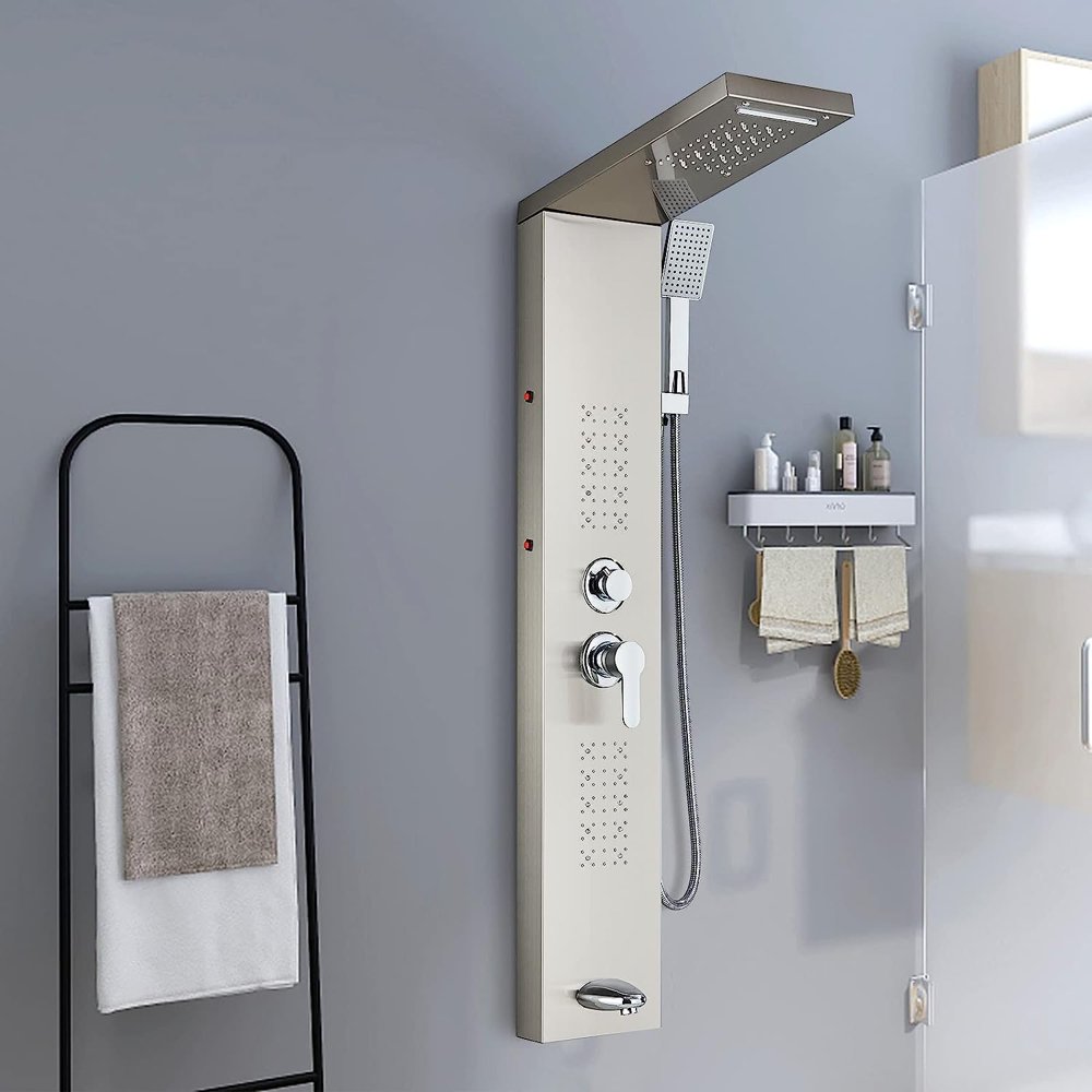 Juno Commercial Brushed Nickel Wall Mounted Bathroom Shower Panel
