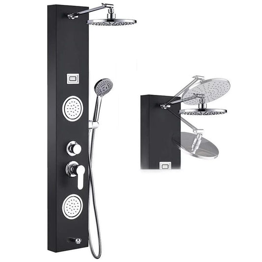 Juno Commercial Matte Black Dual Handle Multifunction Bathroom Shower Panel