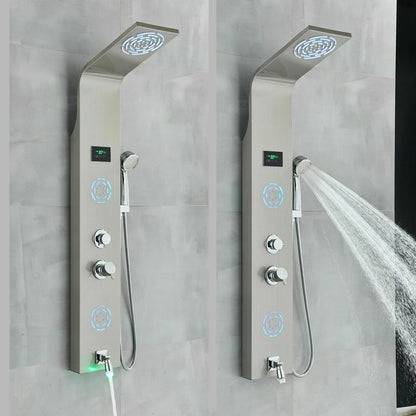 Juno Commercial Brushed Nickel Wall Mounted Waterfall LED Shower Panel