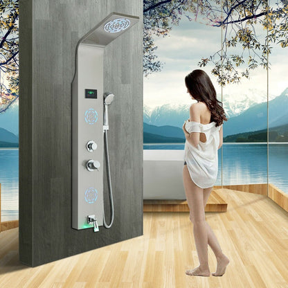 Juno Commercial Brushed Nickel Wall Mounted Waterfall LED Shower Panel