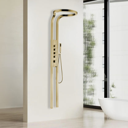 Juno Commercial Chrome-Black-Brushed Nickel and Gold Finish Waterfall Outdoor Shower Panel