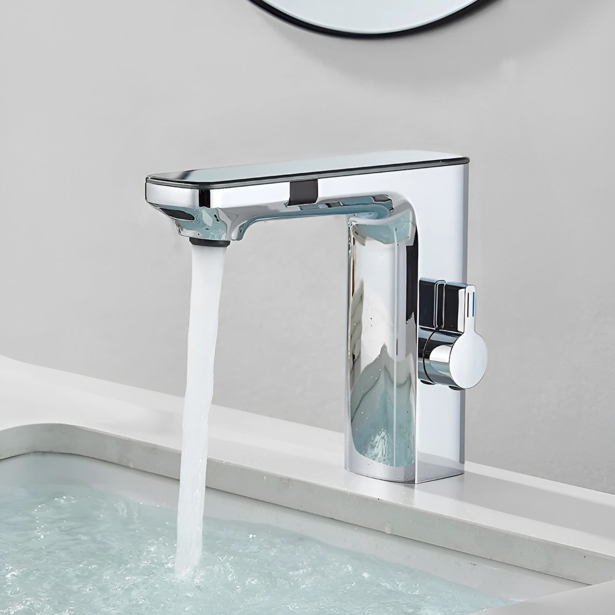 Juno Commercial Chrome Deck Mount Single Handle Touchless Bathroom Faucet