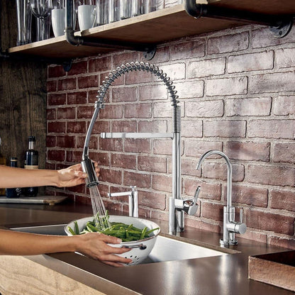 Juno Commercial Chrome Deck Mounted Single Handle Pull Down Kitchen Faucet