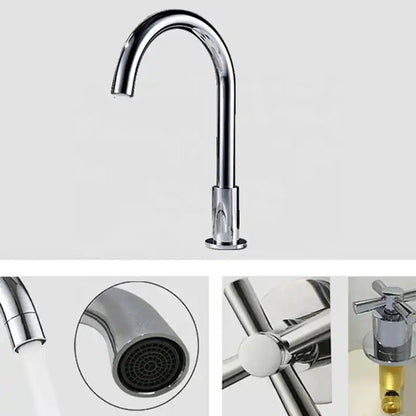 Juno Commercial Brushed Gold Finish Deck Mounted Dual Handle Bathroom Faucet