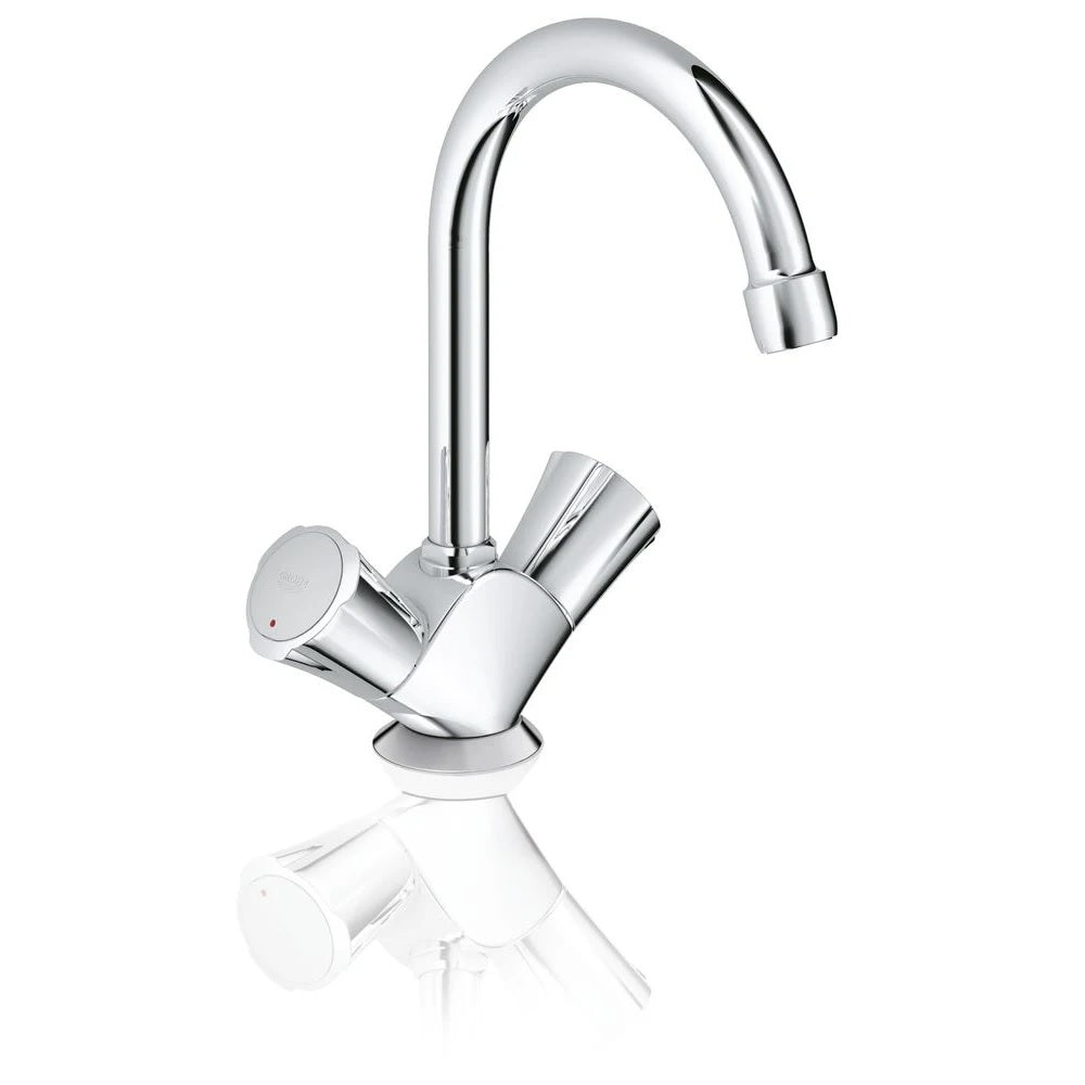 Juno Commercial Chrome Finish Deck Mounted Dual Handle Basin Faucet