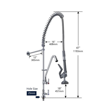 Juno Commercial Restaurant Pre Rinse Faucet Chrome Finish Single Handle Kitchen Faucet