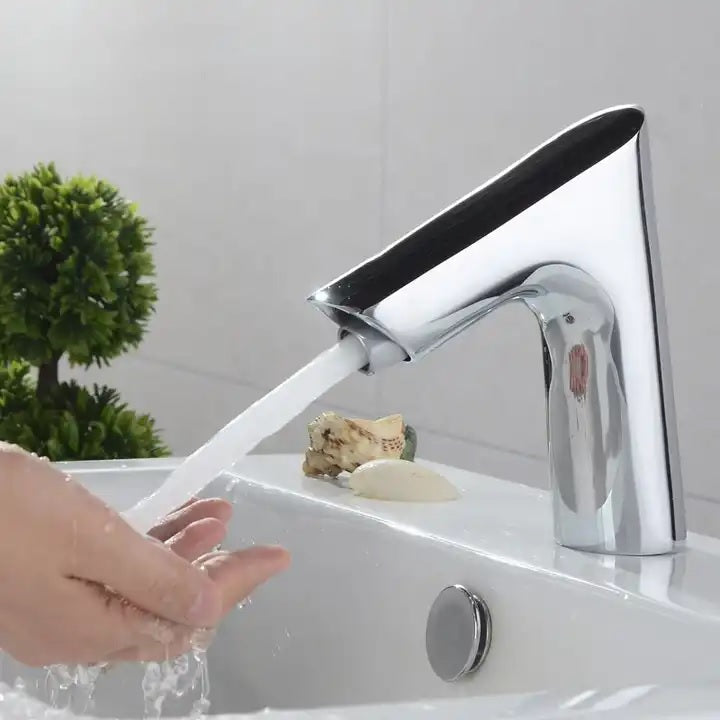 Juno Commercial Chrome Finish Deck Mounted Touch Free Bathroom Faucet