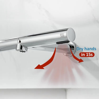 Juno Commercial Chrome Finish Wall Mounted Touchless Bathroom Faucet With Soap Dispenser and Hand Dryer