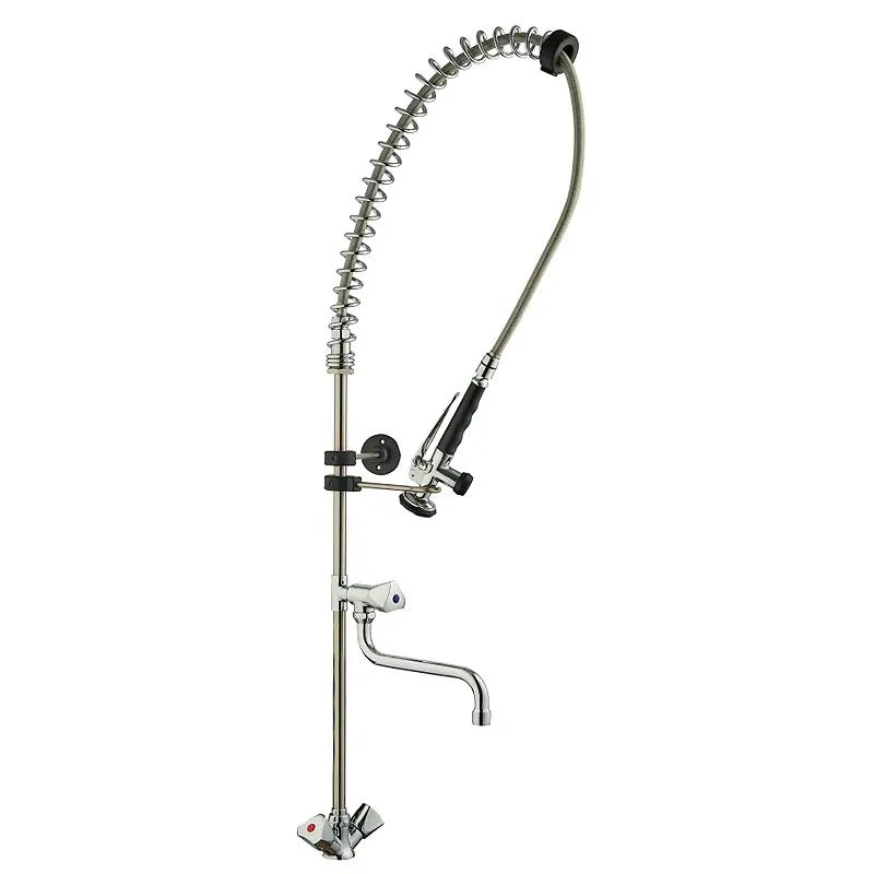 Juno Commercial Kitchen Pre-Rinse Faucet Chrome Finish Dual Handle Kitchen Faucet Mixer Tap