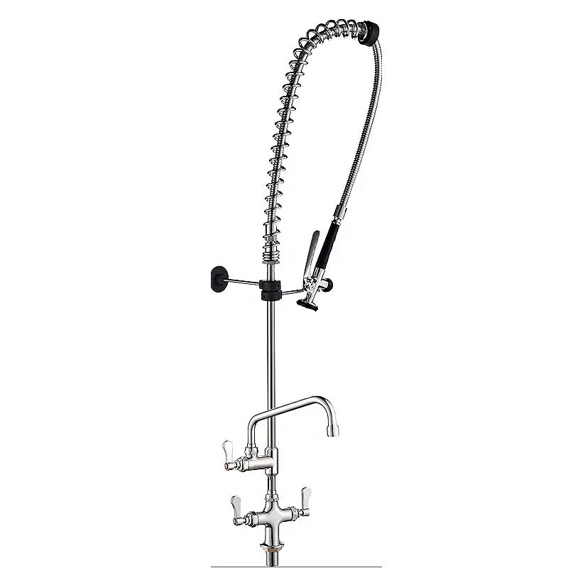 Juno Commercial Kitchen Pre-Rinse Faucet Chrome Finish Dual Handle Kitchen Faucet Mixer Tap