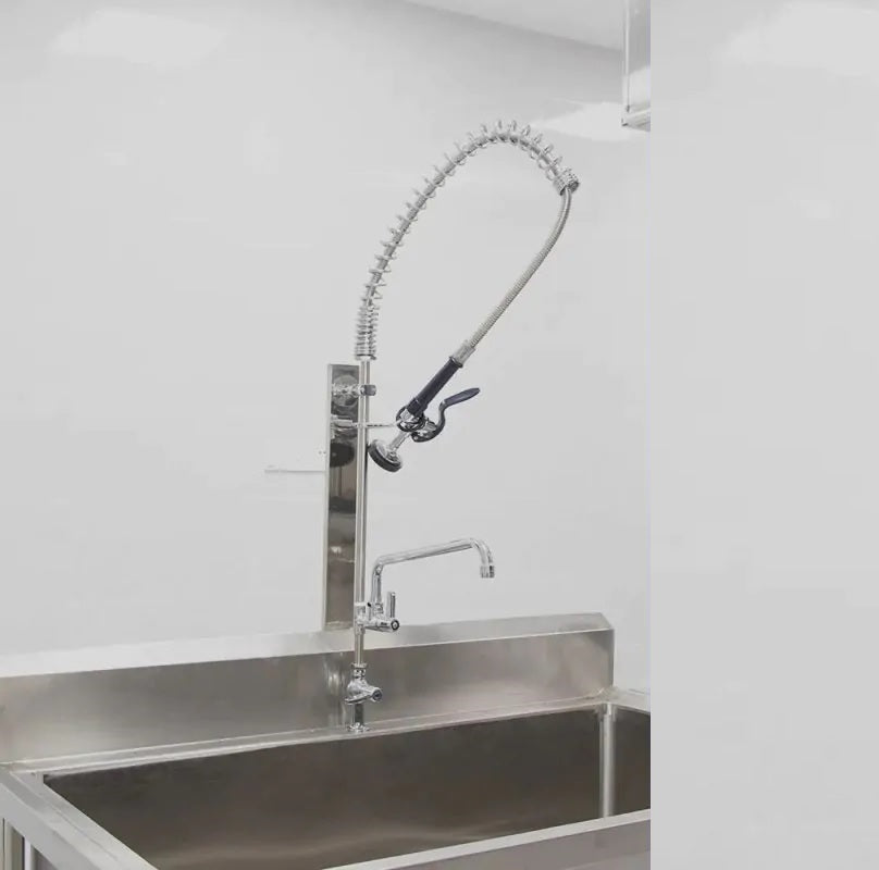 Juno Commercial Faucet With Pre Rinse Sprayer Chrome Finish Single Handle Kitchen Faucet