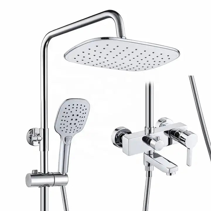 Juno Commercial Chrome Finish Wall Mounted Single Handle Bathroom Shower Set
