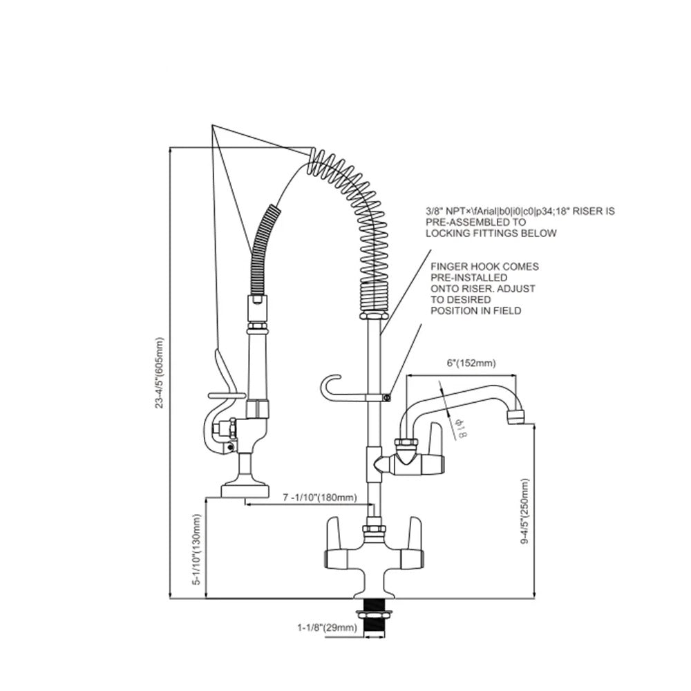 Juno Commercial Chrome Pull Down Deck Mounted Dual Handle Kitchen Faucet