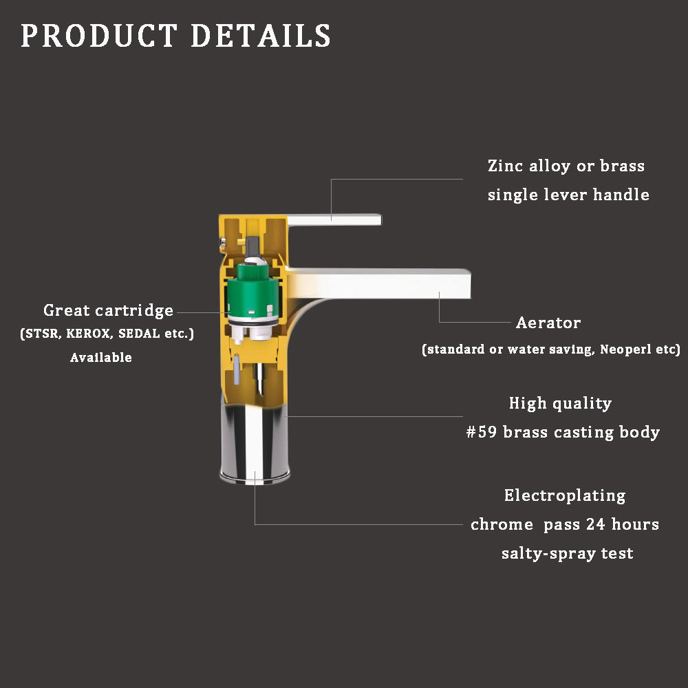 Juno Commercial Chrome Single Handle Countertop Bathroom Sink Faucet