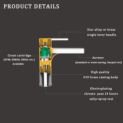 Juno Commercial Chrome Single Handle Countertop Bathroom Sink Faucet