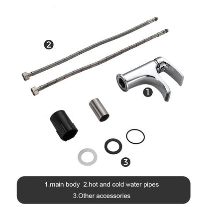 Juno Commercial Chrome Single Handle Waterfall Basin Faucet Deck Mounted