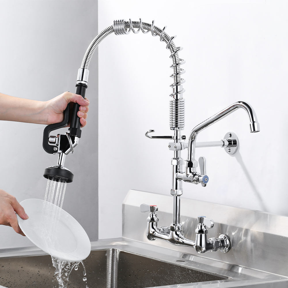 Juno Commercail Spot Resist Stainless One Handle Pre Rinse Spring Pulldown Kitchen Faucet