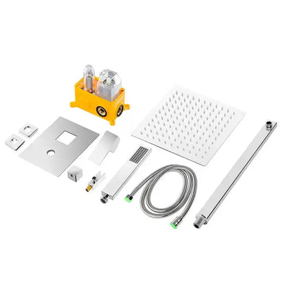 Juno Commercial Chrome Wall Mounted Single Handle Square Bathroom Shower Set