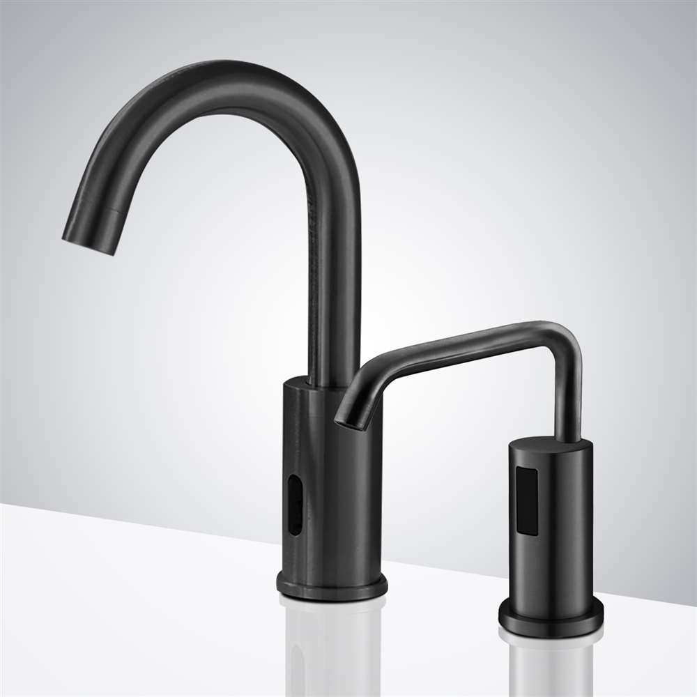 Juno Commercial Dark Oil Rubbed Bronze Finish Wall Mounted Touchless Bathroom Faucet With Soap Dispenser