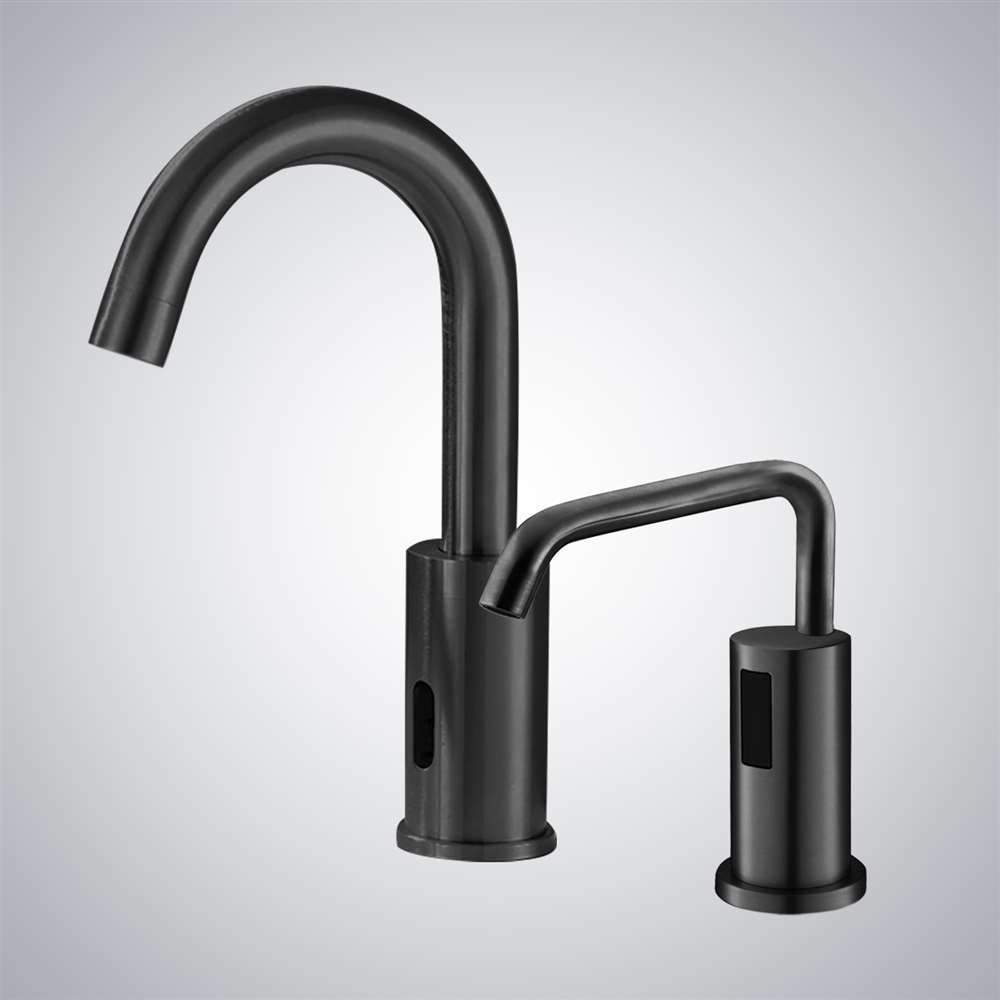 Juno Commercial Dark Oil Rubbed Bronze Finish Wall Mounted Touchless Bathroom Faucet With Soap Dispenser