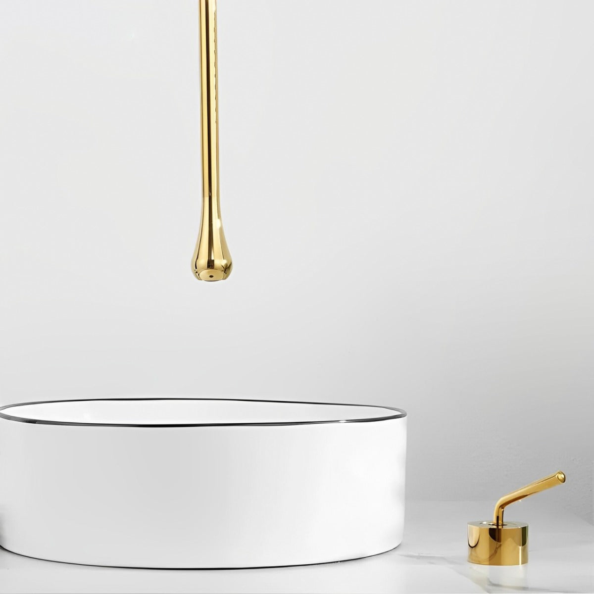 Juno Commercial Gold Finish Ceiling Mounted Single Handle Bathroom Faucet
