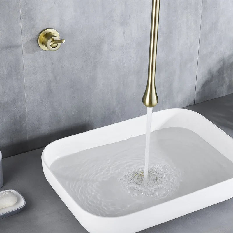 Juno Commercial Gold Finish Ceiling Mounted Single Handle Bathroom Faucet