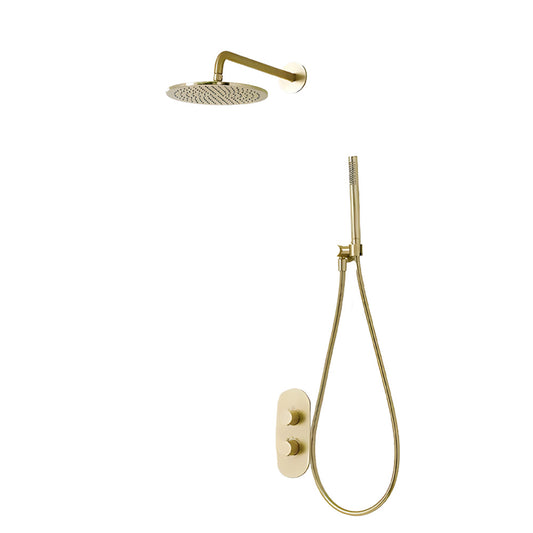 Juno Commercial Gold Finish Dual Handle Wall Mounted Rainfall Bathroom Shower Set