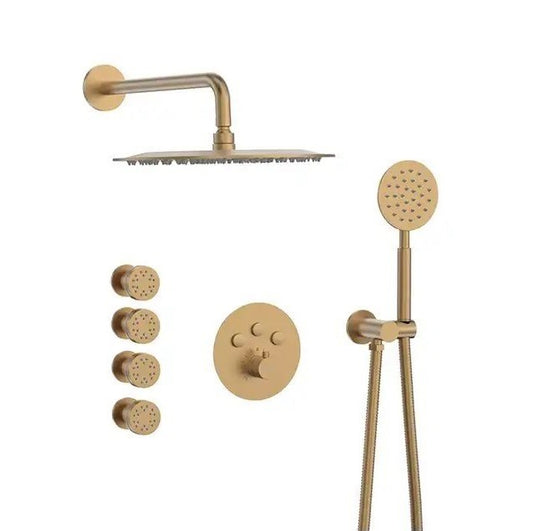 Juno Commercial Gold Finish Wall Mounted Single Handle Shower Set