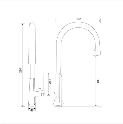Juno Commercial Matte Black Single Handle Pull Out Kitchen Sink Faucet