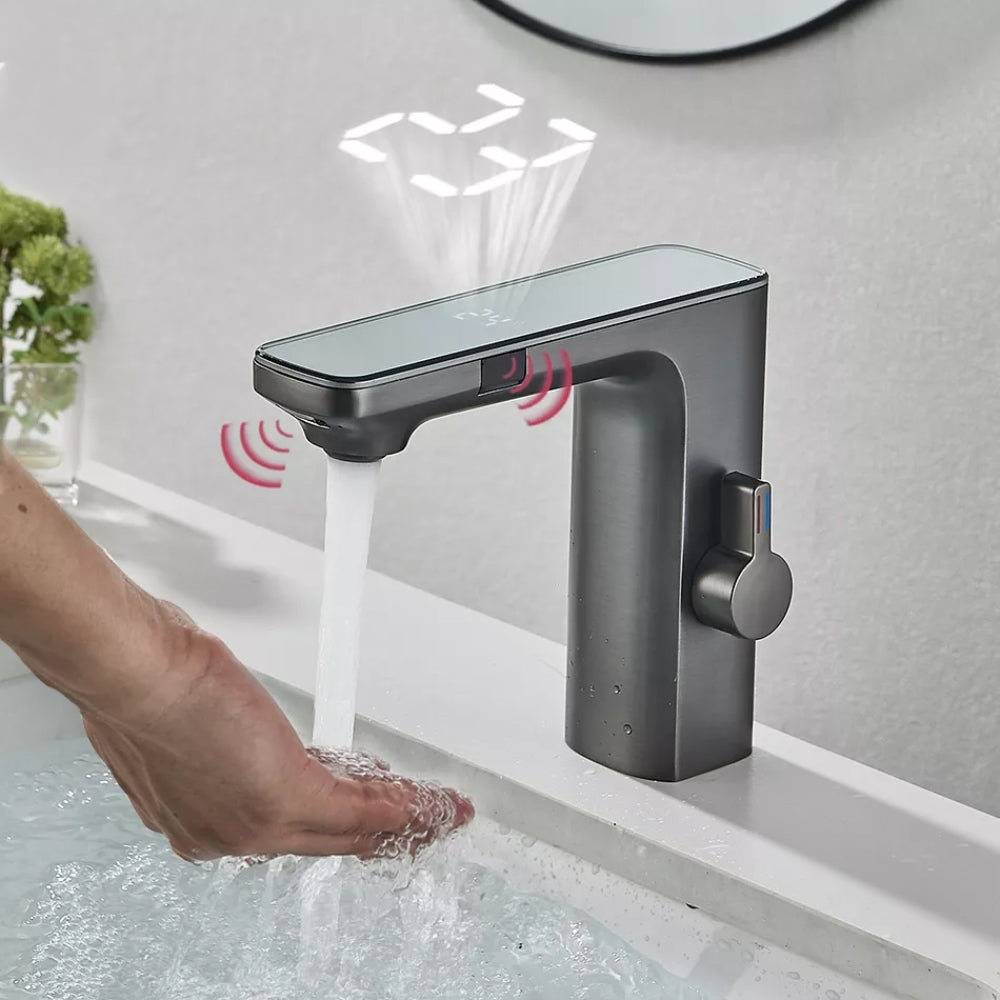 Juno Commercial Chrome Deck Mount Single Handle Touchless Bathroom Faucet