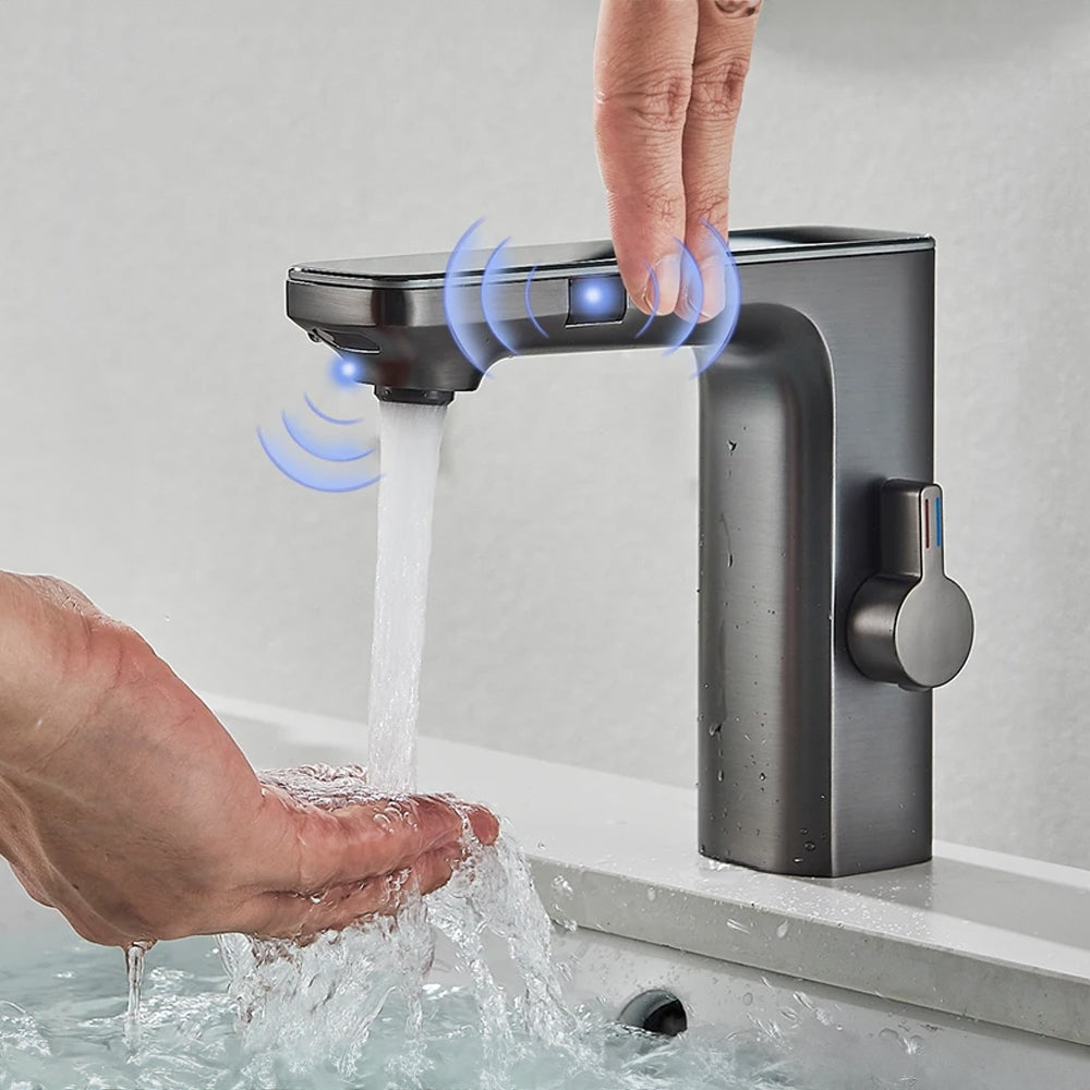 Juno Commercial Chrome Deck Mount Single Handle Touchless Bathroom Faucet