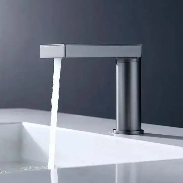 Juno Commercial Gray Finish Deck Mounted Touchless Bathroom Faucet
