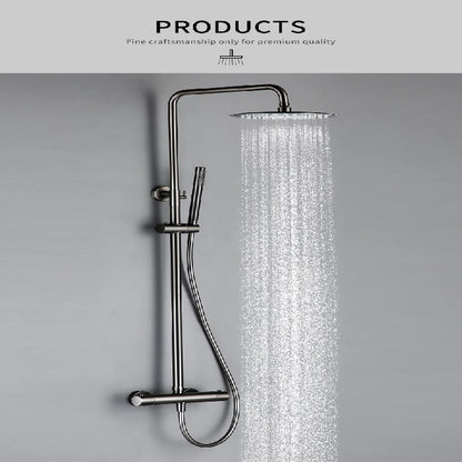 Juno Commercial Gun Metal Gray Wall Mounted Single Handle Luxury Shower System