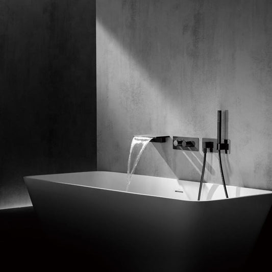 Juno Commercial Gun Metal Finish Waterfall Shower Faucet Set
