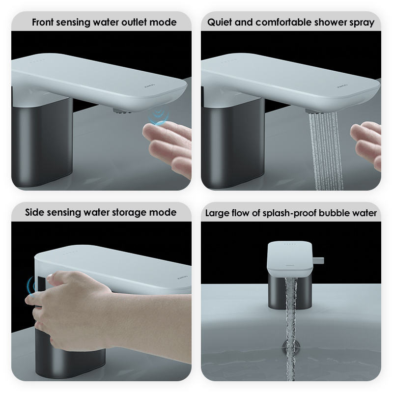 Juno Commercial Light Gray Deck Mounted Single Handle Touchless Basin Faucet