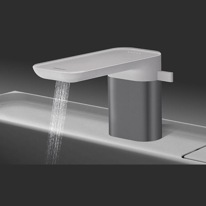 Juno Commercial Light Gray Deck Mounted Single Handle Touchless Basin Faucet