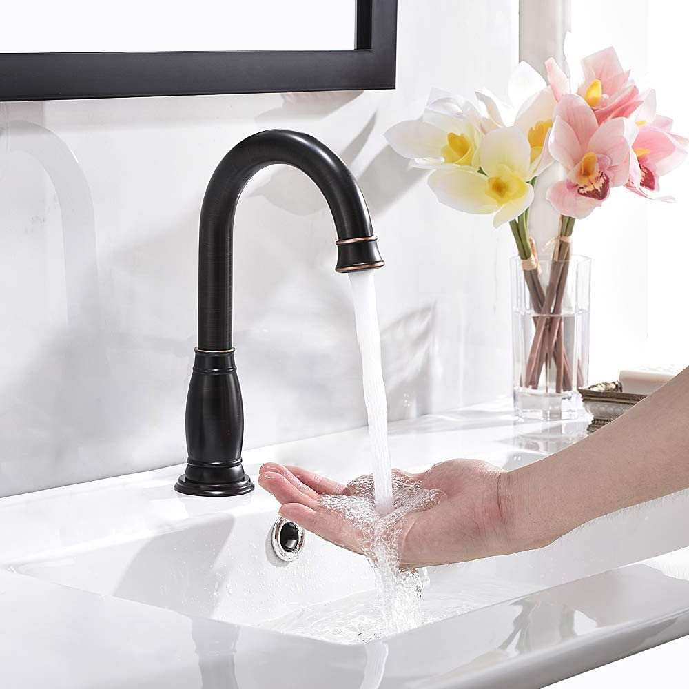 Juno Commercial Matte Black & Bronze Finish Deck Mounted Smart Touchless Bathroom Faucet