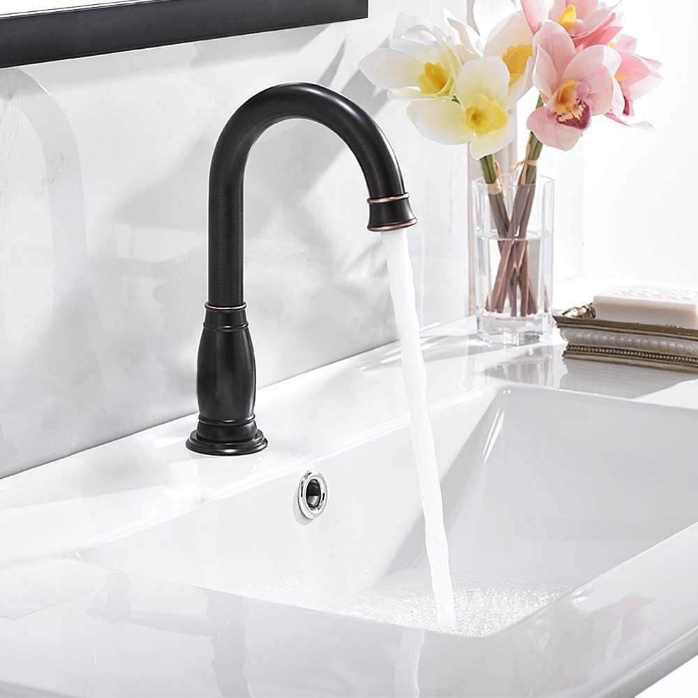 Juno Commercial Matte Black & Bronze Finish Deck Mounted Smart Touchless Bathroom Faucet