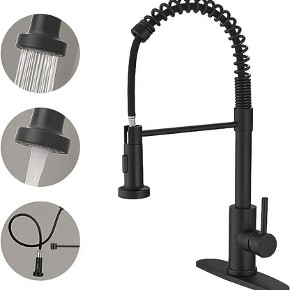 Juno Commercial Matte Black Pull Down Rotatable Kitchen Faucet
