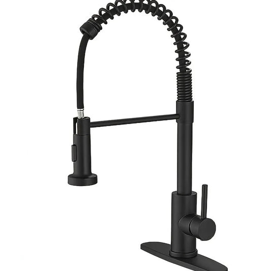 Juno Commercial Matte Black Pull Down Rotatable Kitchen Faucet