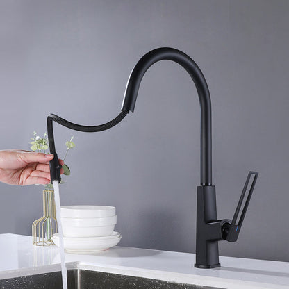 Juno Commercial Matte Black Single Handle Pull Out Kitchen Sink Faucet