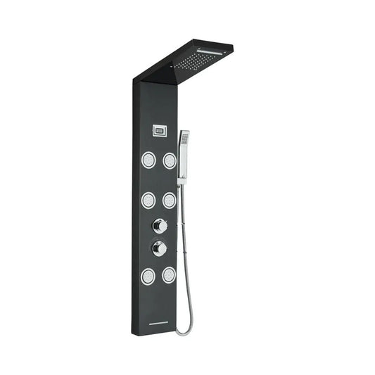 Juno Commercial Matte Black Wall Mounted Dual Handle Bathroom Shower Panel